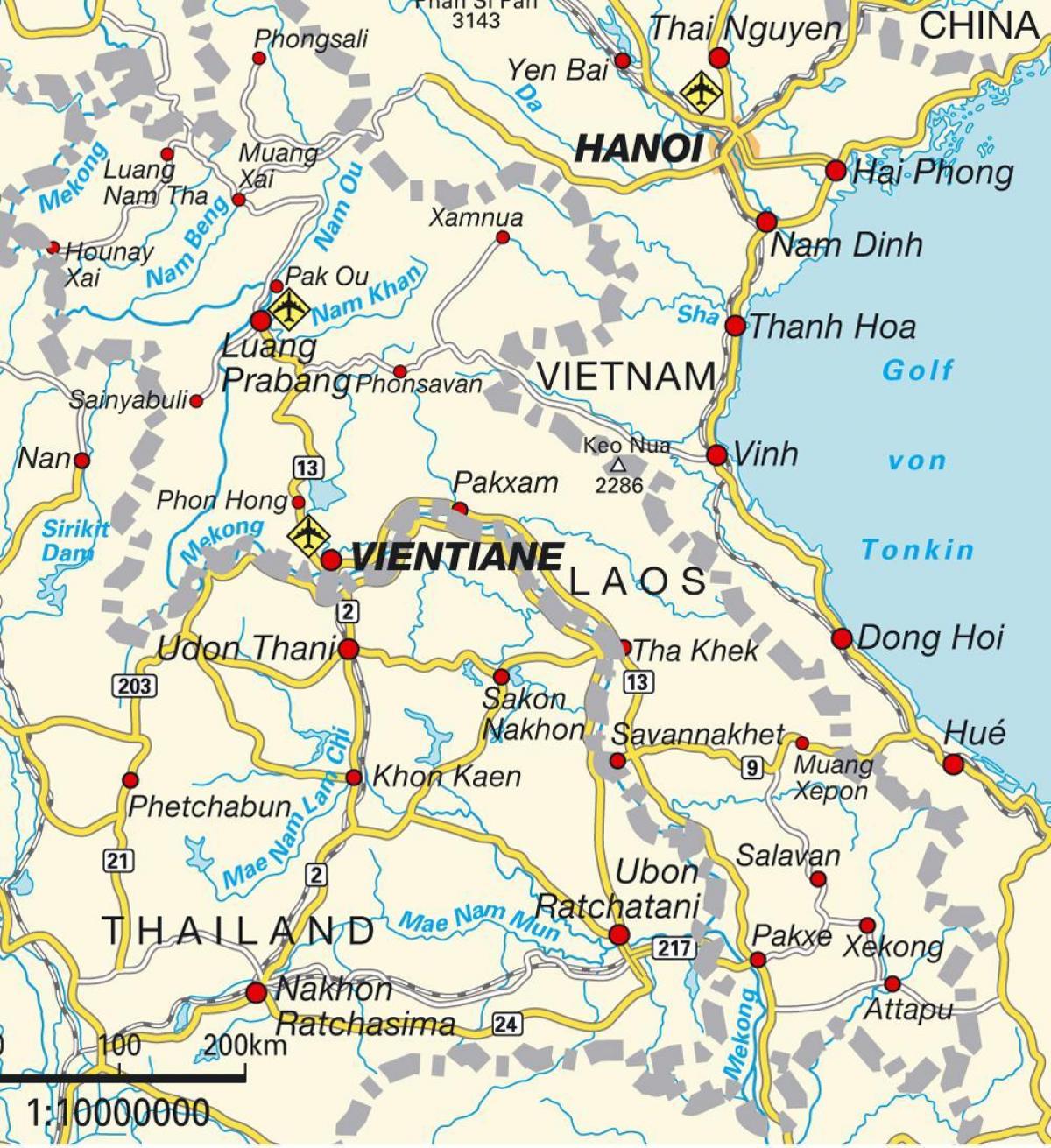 airports in laos map