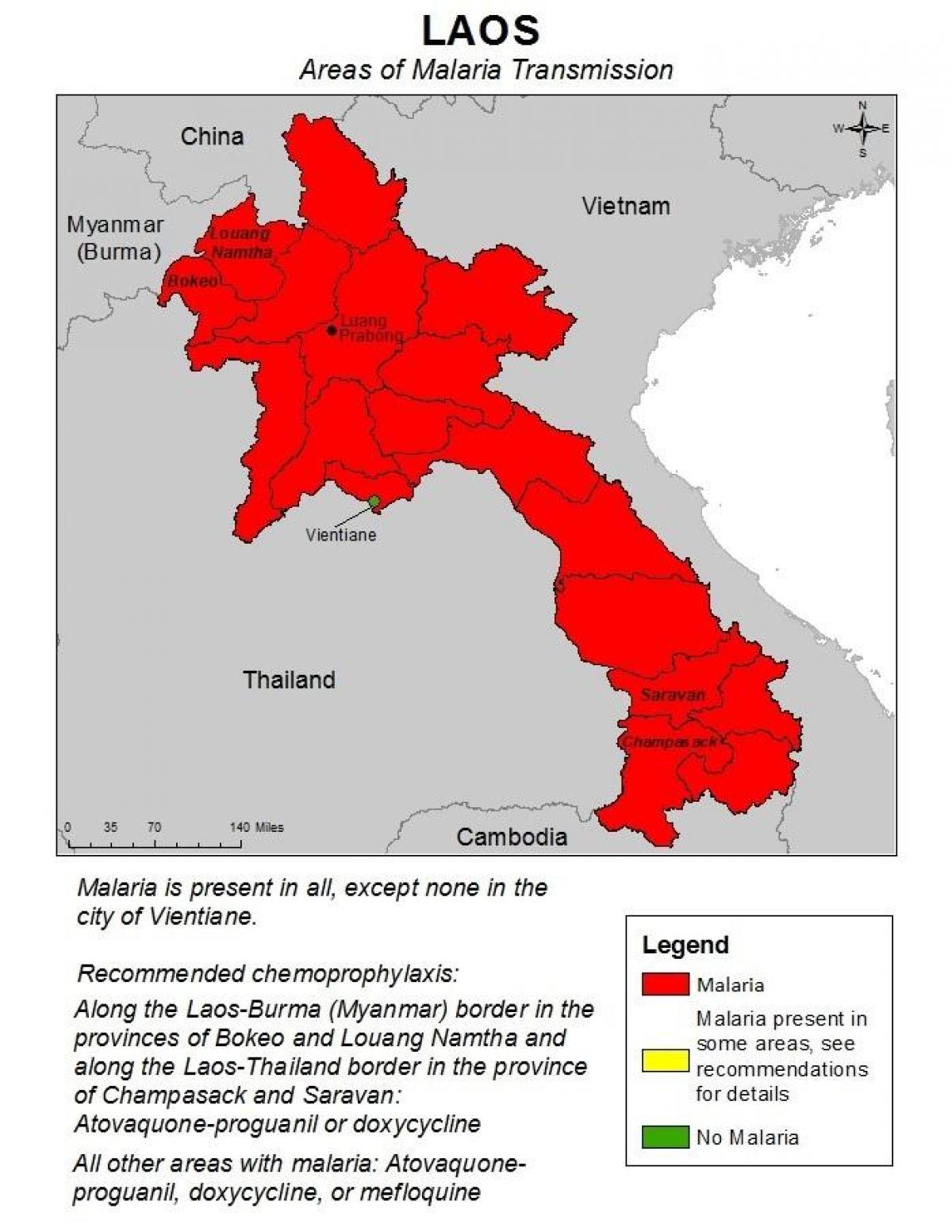 Map of laos malaria 