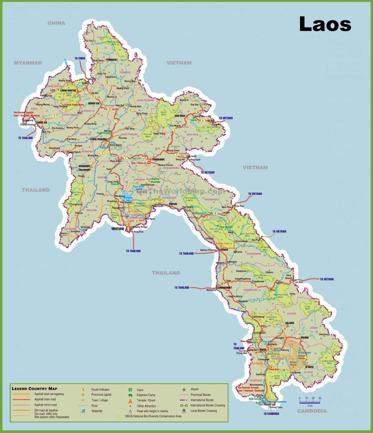 laos tourist attractions map