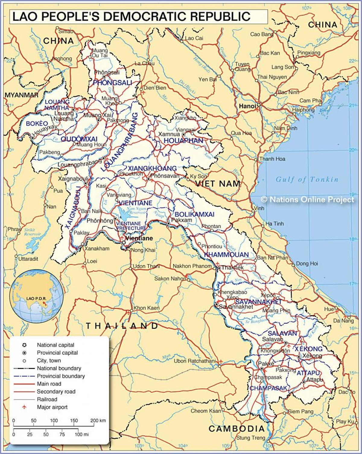 Map of laos and surrounding countries