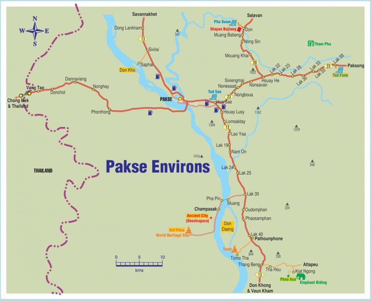 Map of pakse laos