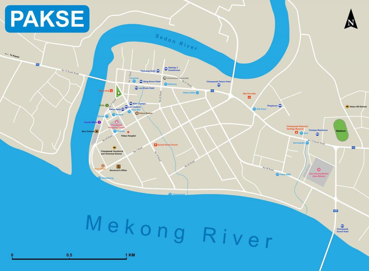 pakse map laos