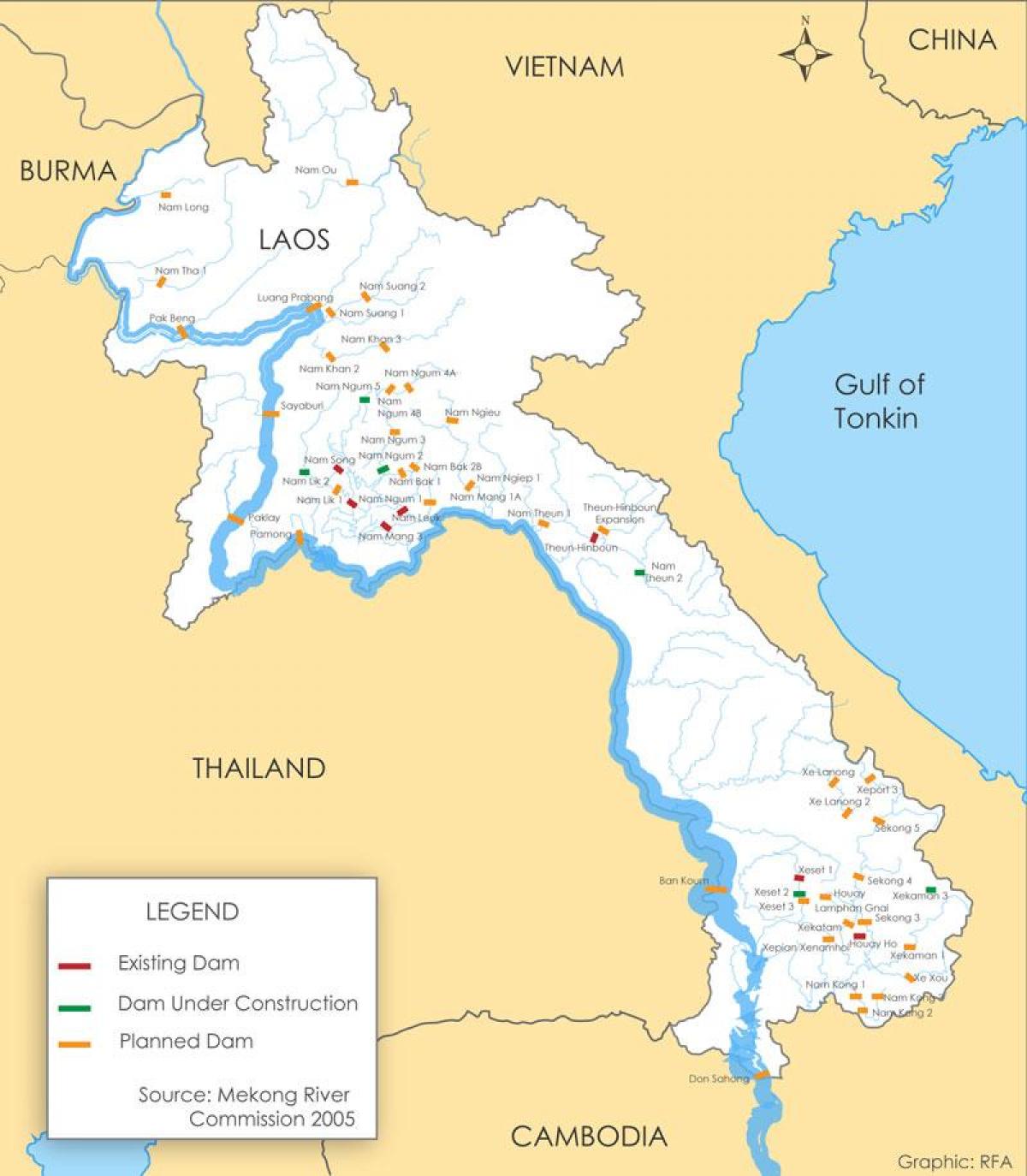 Map of laos river