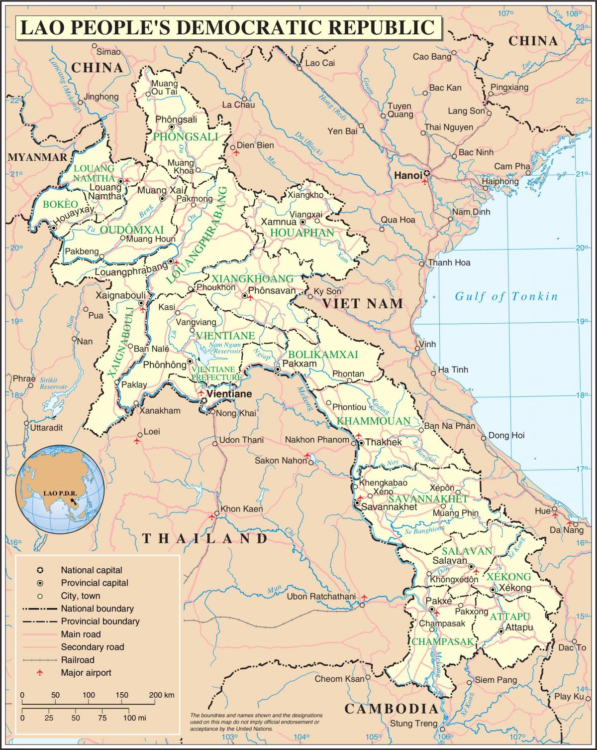 Map of laos road