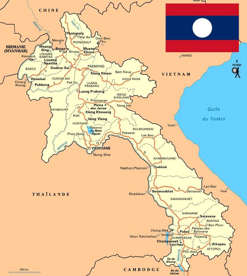 Map of southern laos