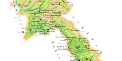 Map of laos physical 